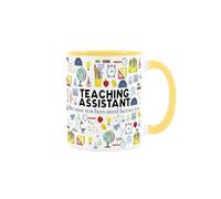 Tasse d'assistant pédagogique - Cadeau fantaisie humoristique pour l'école TA et les carrières éducatives - Thé/café boissons chaudes en céramique jaune