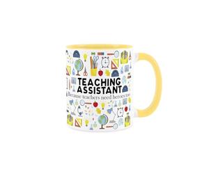 Tasse d'assistant pédagogique - Cadeau fantaisie humoristique pour l'école TA et les carrières éducatives - Thé/café boissons chaudes en céramique jaune