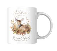 Tasse d'automne avec cerf - Autumn Shows Us How Beautiful It Is to Let Things Go, tasse à café aquarelle cadeau pour les amis de la faune, les amoureux de la nature et décoration d'automne
