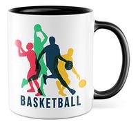 Tasse de basket-ball - Cadeau - Tasse à café - Cadeau - Motif basket-ball - NBA - Tasse à thé - Tasse de sport - Fan de basket-ball - Blanc/noir