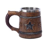 Tasse De Bière En | Drinkware En Forme De Seau De Grain De Bois | Tobilisation De Voyage Isolée | Portable 600 Ml Dougleur En Acier Inoxydable Vintage Vintage Fabriqué À La Main Top De Bière En