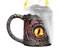 Tasse De Bière Médiévale - Chope En Résine Sculptée Avec Motif Dragon, Tankard En Acier Inoxydable | Dungeons Dragon's Eye Beer Tankard, Chope Pour Collectionneurs, Amateurs De Dragons Et De Mythologi