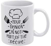 Tasse de boulanger « Votre avis fait partie de la recette » Idée d'anniversaire amusante pour maman, papa, mari, femme - Tasse à café, tasse à thé, blanche, 325 ml
