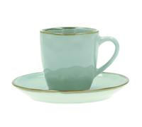 Tasse De Café Avec Soucoupe Verte Eau Ligne Concerto