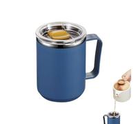 Tasse De Café De 450 Ml - Tasse De Voyage Métal, Gobelet Thermique Acier Inoxydable Eau Thé | Mug Camping Poignée Couvercle Anti Éclaboussure Pour Travail Sport Pêche Picnic Boisson Chaude Froide