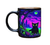 Tasse de café de chat noir - Tasse de café en céramique | Halloween Black Cat Cup | Halloween Cup Cats | Tasses portables festives pour les travail