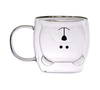 Tasse de Café Double Paroi Coupe en Verre Sapin Noël Tasses en Verre Petit ours Motif Le Lait Coupe Cadeau D'anniversaire Créatif Saint Valentin Romantique(Bear)
