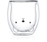 Tasse de Café Double Paroi Mug Ours Mignon Verre à Boire 300ml Tasse de Lait pour Petit Déjeuner Coupe en Verre Transparent Mug à Cappuccino Latte Macchiato Cadeau d'Anniversaire pour Femme Homme