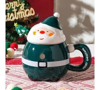 Tasse de Café en Céramique Tasse de Noël avec Couvercle et Cuillère Mug de Père Noël Tasses à Lait Mug en Céramique Mignonne pour Petit Déjeuner Café Thé Chocolat Chaud 430ml