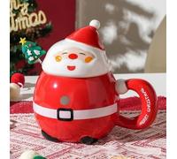 Tasse de Café en Céramique Tasse de Noël avec Couvercle et Cuillère Mug de Père Noël Tasses à Lait Mug en Céramique Mignonne pour Petit Déjeuner Café Thé Chocolat Chaud 430ml