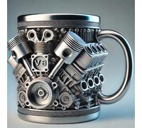 Tasse de Café en Moteur de Voiture, Tasses en Moteur V6 / V8, Tasses à Café PersonnaliséEs avec PoignéEs, Grande Tasse d'eau pour Café, Thé, Cacao Chaud, Lait V8