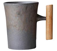 Tasse de café japonais, tasse en céramique Mug vintage 310 ml Masse de céramique vintage japonaise, tasse de café en céramique résistant à la chaleur à la chaleur avec poignée en bois pour le bureau