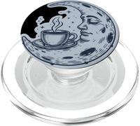 Tasse de café, thé, Vagues de mer, Lune et Visage Humain PopSockets PopGrip pour MagSafe