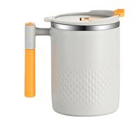 Tasse de café thermique - tasse thé isolée à double couche 450 ml, gobelet en acier inoxydable avec couvercle et poignée | Conception ergonomique pour le lait, l'eau glacée,