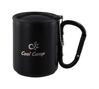 Tasse de camping à mousqueton avec couvercle, tasse à eau en acier inoxydable pour randonnée, 220 ml/300 ml, tasse à café isotherme double couche, compatible avec les activités de plein air (220 ml)