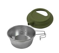 Tasse De Camping - Bouilloire Isotherme en Acier Inoxydable avec Couvercle en Silicone et Poignée Pliable,Mug de Camping - Pour Café, Thé Chaud et Froid, Boissons, Cuisine, Voyage et Plein Air