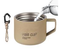 Tasse de camping en acier inoxydable avec poignée | Mat Finish Outdoor Coffee and Tea Cup pour Hiking, Mountain Climbing, and Camping | and Lightweight Design with Attached Lanyard for Con