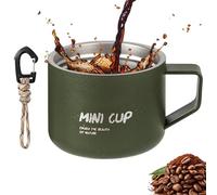 Tasse de camping en acier inoxydable avec poignée | Mat Finish Outdoor Coffee and Tea Cup pour Hiking, Mountain Climbing, and Camping | and Lightweight Design with Attached Lanyard for Con