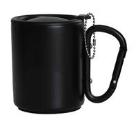 Tasse de camping en plein air Tasse à café de voyage isotherme avec mousqueton et couvercle Portable Pique-nique Eau Durable Camping Voyage Tasse Récipient Portable Gobelet Durable
