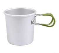 Tasse de camping pliable en alliage d'aluminium, 150 ml, tasse de voyage légère pour randonnée, pique-nique et aventures en plein air, avec poignée revêtue de silicone (vert)