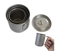 Tasse de camping - Tasses de camping | Pot de camping | Tasse de camping empilable 4 pièces/ensemble avec poignée pliante | Équipement de randonnée avec tasse en acier inossi