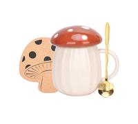 Tasse de Champignon, Tasse à café Mignon avec Couvercle et Cuillère, Mug de thé Kawaii Mushroom, Tasse à Thé drôles pour le lait, Idée Cade au Femme, d'Anniversaire, Noël, Fete des Meres, Amie