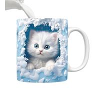 Tasse De Chat 3D, 11oz Tasse À Café Drôle De chatons, Tasses À Effet 3D, Trou De chatons Blanc Dans Un Mur, Tasses À Café Au Lait De Vacances Pour Ami Ou Collègue, Amateurs De CafésEt De Thé
