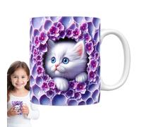 Tasse De Chat 3D, 11oz Tasse À Café Drôle De chatons, Tasses À Effet 3D, Trou De chatons Blanc Dans Un Mur, Tasses À Café Au Lait De Vacances Pour Ami Ou Collègue, Amateurs De CafésEt De Thé