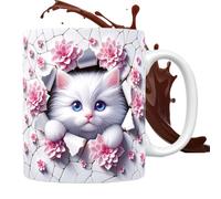 Tasse De Chat 3D, 11oz Tasse À Café Drôle De chatons, Tasses À Effet 3D, Trou De chatons Blanc Dans Un Mur, Tasses À Café Au Lait De Vacances Pour Ami Ou Collègue, Amateurs De CafésEt De Thé