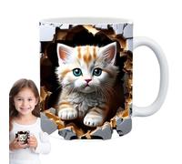 Tasse De Chat 3D, 11oz Tasse À Café Drôle De chatons, Tasses À Effet 3D, Trou De chatons Blanc Dans Un Mur, Tasses À Café Au Lait De Vacances Pour Ami Ou Collègue, Amateurs De CafésEt De Thé