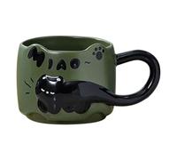 Tasse de chat empilable - Jolie tasse à café, thé en céramique, résistante aux hautes températures, peinte à la main | Parfait pour la cuisine, le petit-déjeuner, la vaisselle, les femmes, les filles,