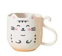 Tasse de chat Kawaii pour garçons et filles 360 ml - Tasse en plastique dur et résistant pour bébés ou tout-petits 11,5 x 8,5 x 9 cm - Tasse en polypropylène blanc
