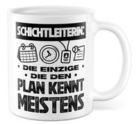 Tasse de chef de classe avec inscription en allemand - Cadeau chef de quarts : la seule qui connaît le plan. La plupart du temps. - Tasse à café 330 ml en céramique - Service de supervision de
