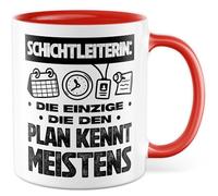 Tasse de chef de classe avec inscription en allemand - Cadeau chef de quarts : la seule qui connaît le plan. La plupart du temps. - Tasse à café 330 ml en céramique - Service de supervision de