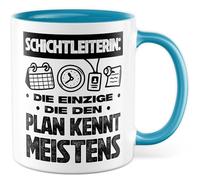 Tasse de chef de classe avec inscription en allemand - Cadeau chef de quarts : la seule qui connaît le plan. La plupart du temps. - Tasse à café 330 ml en céramique - Service de supervision de