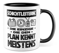 Tasse de chef de classe avec inscription en allemand - Cadeau chef de quarts : la seule qui connaît le plan. La plupart du temps. - Tasse à café 330 ml en céramique - Service de supervision de