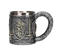 Tasse de chevalier médiévale - Couronne blindée en résine, ustensiles en acier inoxydable de 450 ml | Tasse à café vintage pour Beer Ale Tea, gobelet isotherme pour la cuisine de bar à la