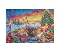 Tasse de Chocolat Chaud de Noël 300 Pièces Puzzle Débutant en Carton sans Déformation Facile Apprentissage Anti-Stress Passe-Temps Idée Cadeau Saint Valentin Premium 300 PCS