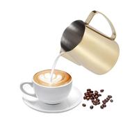Tasse de CrèMe de Lait, 304 Acier Inoxydable CafetièRe Verseuse Or Cappuccino Machine, CrèMe de Vache, Pot de CrèMe de Lait Multifonction pour Latte Art (350 ML)