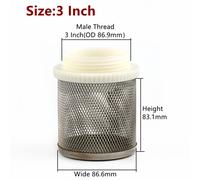 Tasse de filtre à filetage mâle en acier inoxydable,tuyau de pompe à eau,filtre à mailles,raccords d'irrigation de jardin,filtre précieux pour poissons d'aquarium,1PC - Type 3 Inch-High-quality