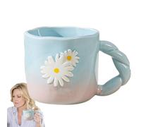 Tasse de fleurs de marguerite - tasse de café en céramique de 400 ml, tasses de thé à fleurs, adorable gaieté de dynamique de nouveauté, de boissons à grande poignée | Fiable pour le chocolat cha