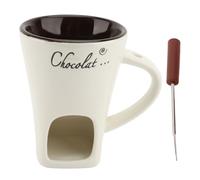 Tasse de Fondue, Tasse de Fondue au Chocolat avec Fourchette de mélange de Chocolat Personnel en céramique en céramique pour Rendez-Vous Anniversaire (Blanc)