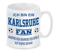 Tasse de football | Je suis un fan de Karlsruhe - Parler pendant le jeu à vos propres risques | Tasse en céramique pour les fans de football | Passe au lave-vaisselle | Impression de qualité