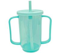 Tasse de girouette adulte pour épreuve de déversement de personnes âgées, tasse de girouette anti-choquant de 350 ml avec poignées et paille, tasses sippy à l'échelle scellée pour tout-petit senior