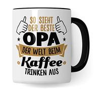 Tasse de grand-père So sieht der beste Opa der Welt beim Kaffee trinken aus Geschenk Grand-père Spruch petits-enfants Belle inscription Idée cadeau petit-fils Tasse à café (blanc/noir)