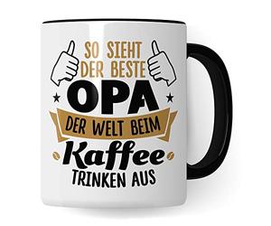 Tasse de grand-père So sieht der beste Opa der Welt beim Kaffee trinken aus Geschenk Grand-père Spruch petits-enfants Belle inscription Idée cadeau petit-fils Tasse à café (blanc/noir)