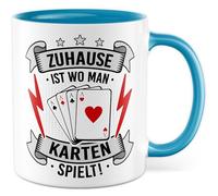 Tasse de jeu de cartes avec inscription en allemand - Cadeau à la maison est où on joue aux cartes ! - Tasse à café 330 ml en céramique - Jeux de société pour hommes Bureau Tasse à café