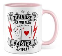 Tasse de jeu de cartes avec inscription en allemand - Cadeau à la maison est où on joue aux cartes ! - Tasse à café 330 ml en céramique - Jeux de société pour hommes Bureau Tasse à café