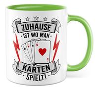 Tasse de jeu de cartes avec inscription en allemand - Cadeau à la maison est où on joue aux cartes ! - Tasse à café 330 ml en céramique - Jeux de société pour hommes Bureau Tasse à café