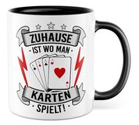 Tasse de jeu de cartes avec inscription en allemand - Cadeau à la maison est où on joue aux cartes ! - Tasse à café 330 ml en céramique - Jeux de société pour hommes Bureau Tasse à café